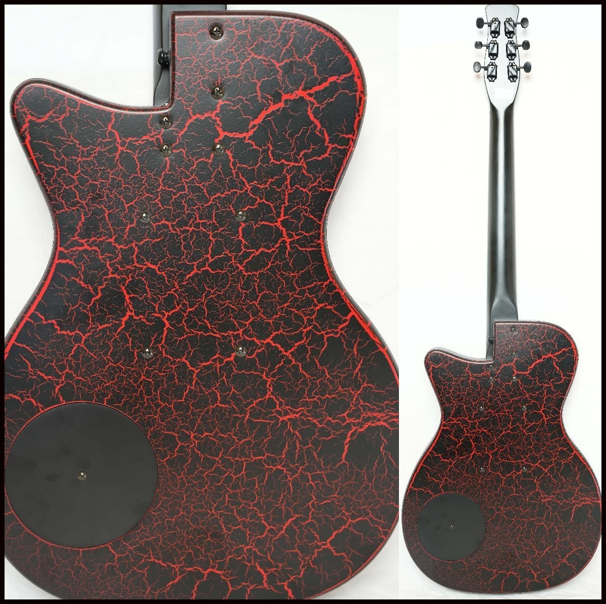 Electric Guitar Danelectro Matte Black & Red Crackle Rare Color SN 01659x