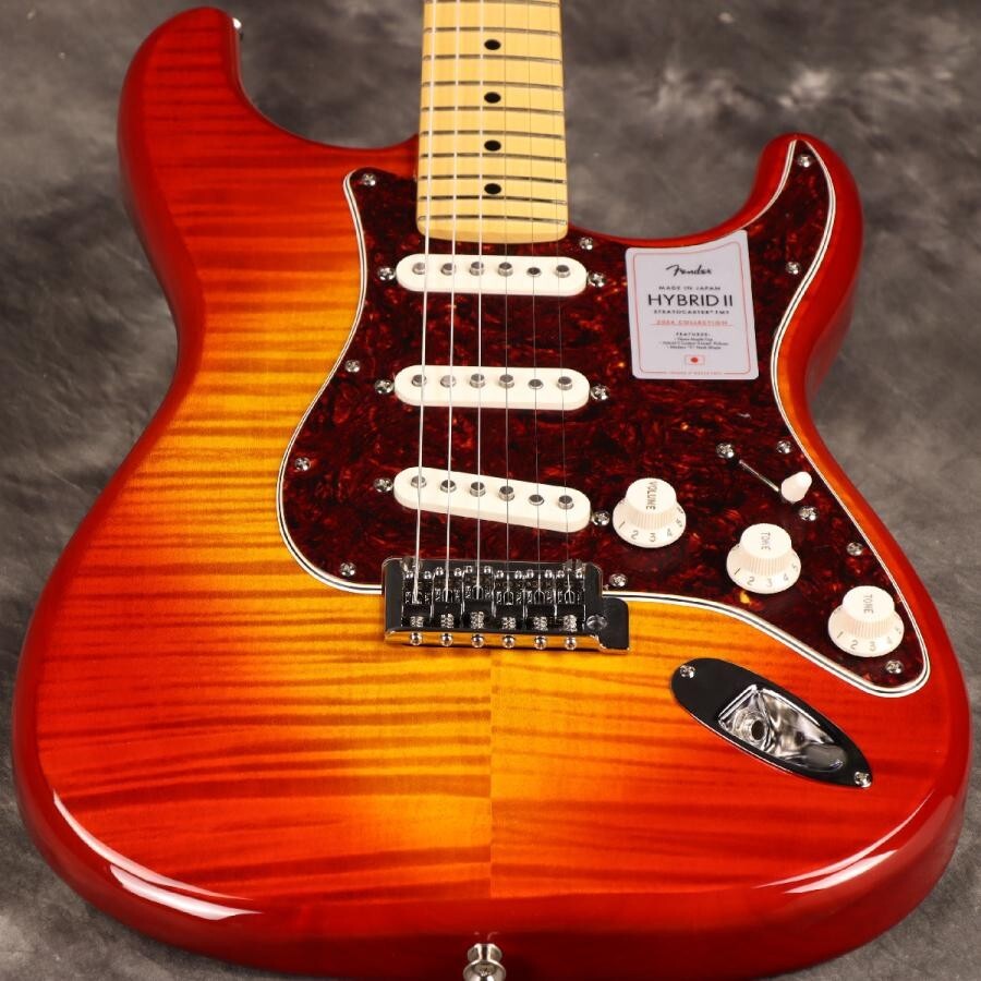 Fender 2024 Collection MIJ Hybrid II Stratocaster Flame Sunset Orange Transparen