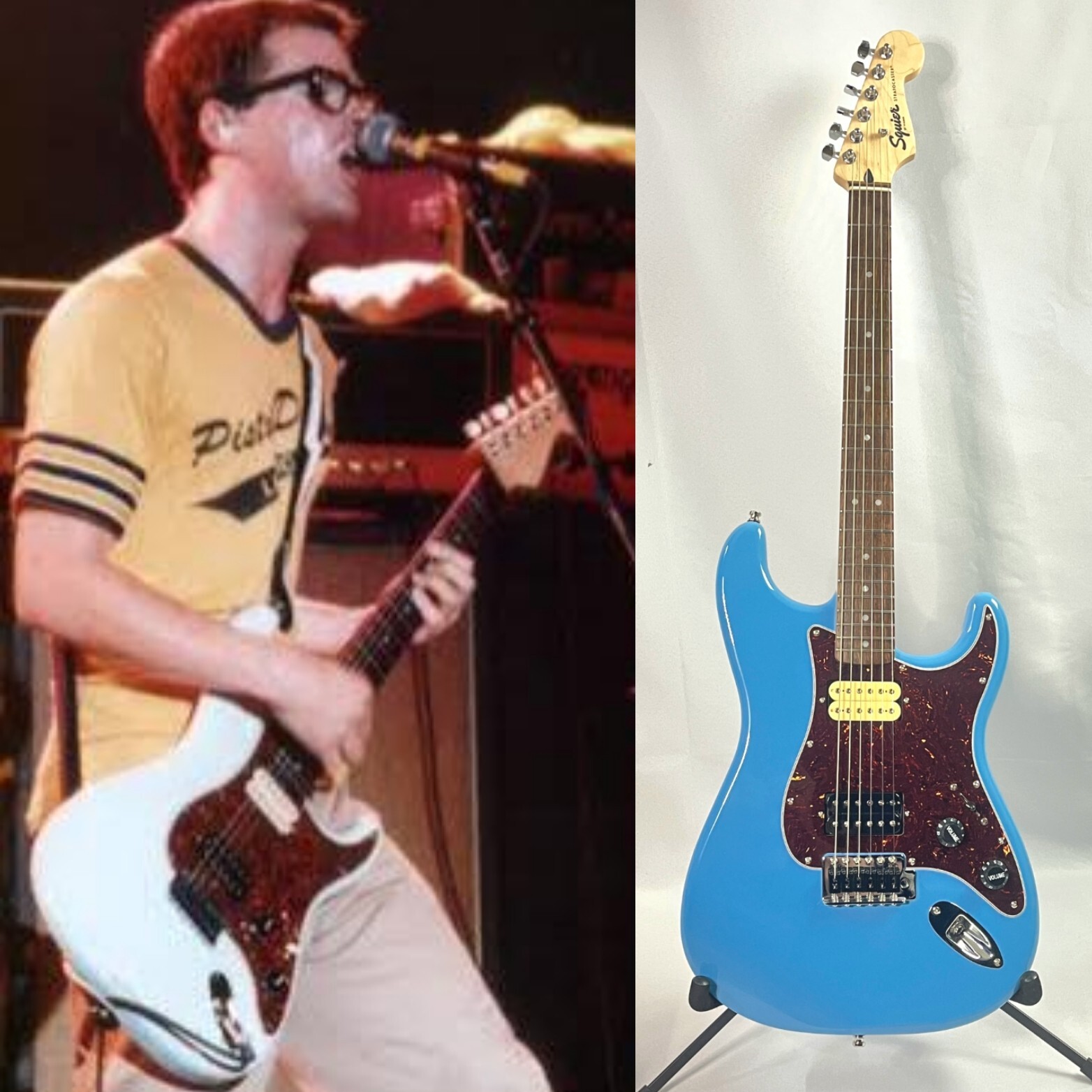 Sonic Blue Weezer Strat W/ Lightning Strap Replica “Black Ice Mod” & Pro Set-up