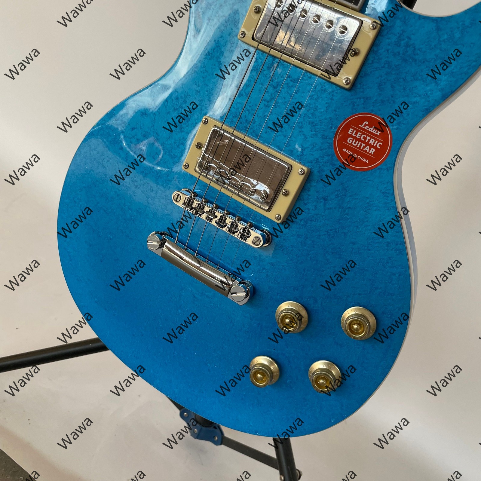 Blue Sparkle Burst Electric Guitar 2 Humbuckers Ebony Fretboard TOM Bridge