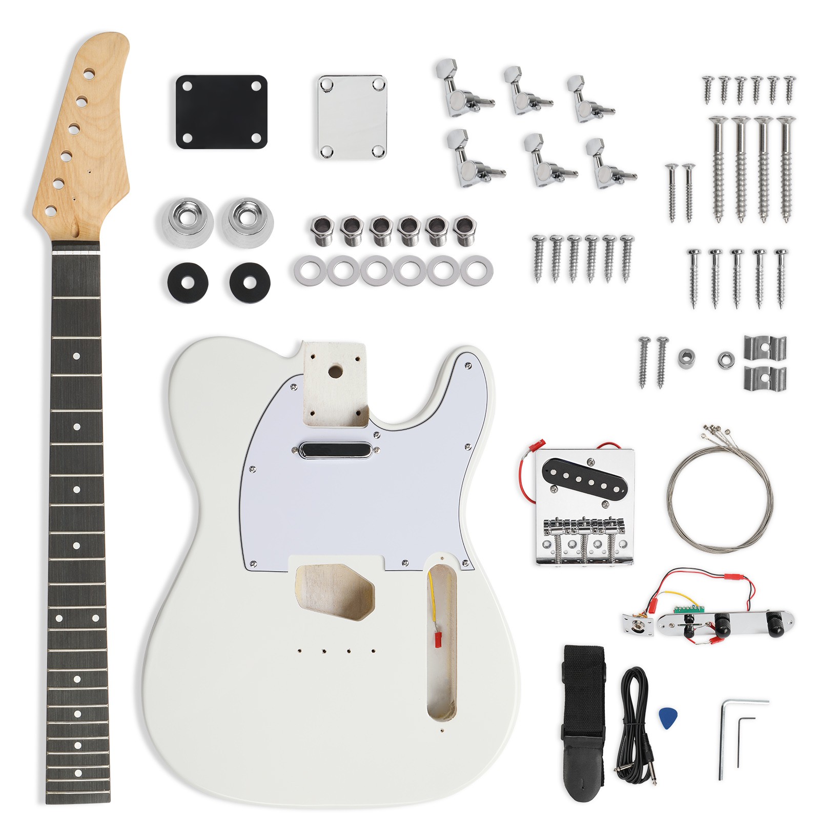 DIY 6 String TL Style Electric Guitar Kits with Mahogany Body US White