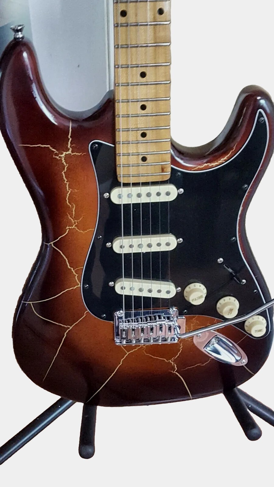 Strat style Electric Guitar Fender Parts Coffee Brown Gold Burst Crackle