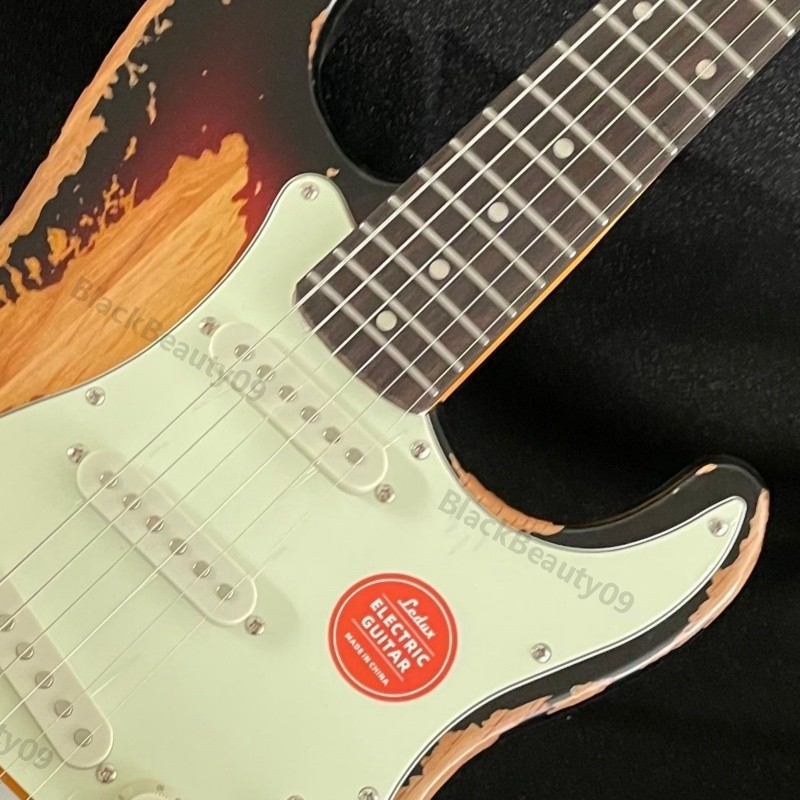 Electric Guitar Vintage Yellow Aged SSS White Pickguard Bone Nut Fast Ship