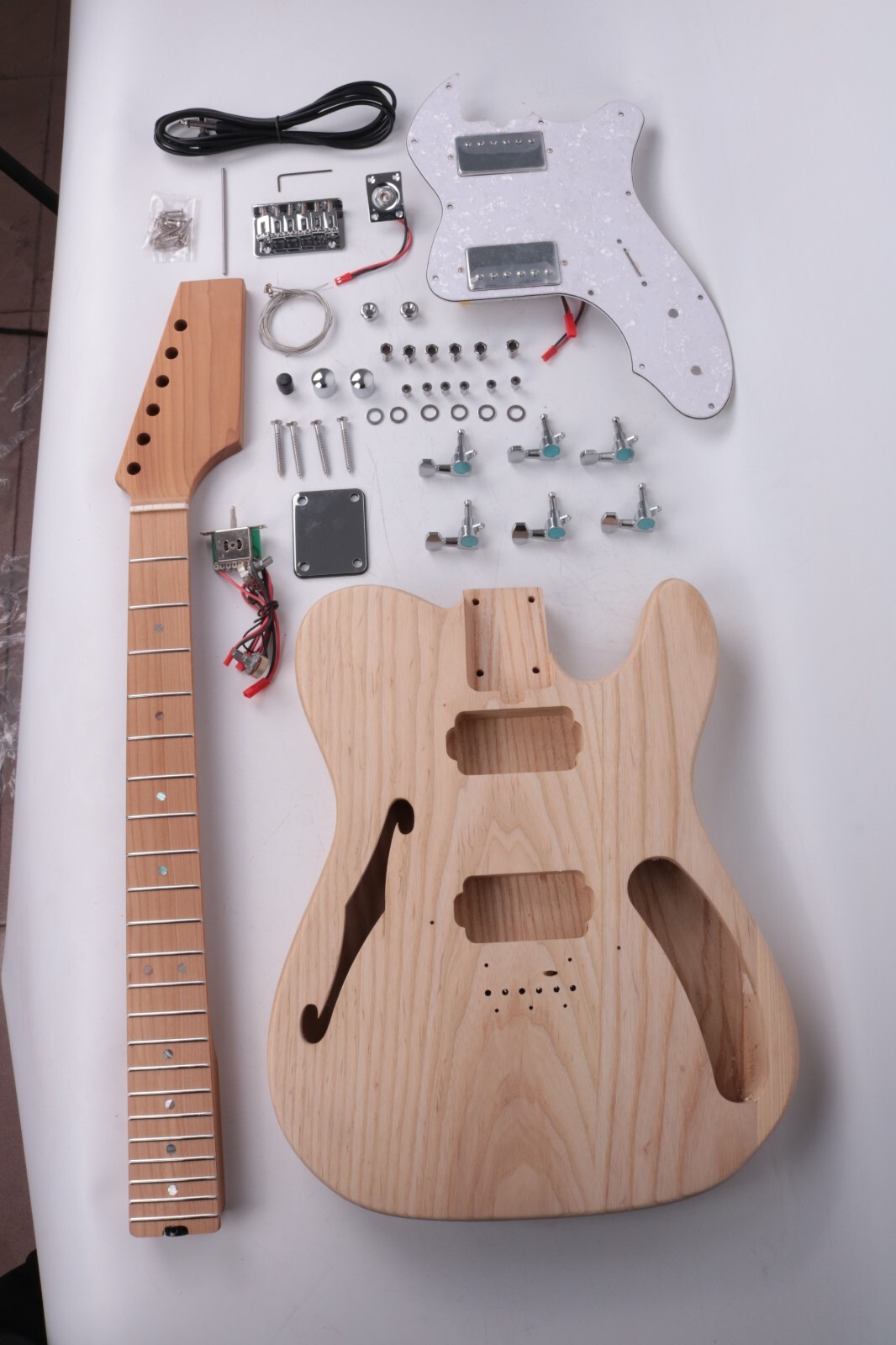 Ash body electric TL guitar kits with F hole and all hardware