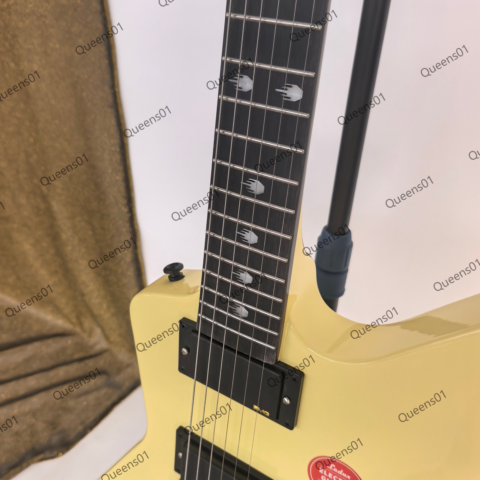 Solid Body Electric Guitar Stainless Steel Rounded Frets HH Pickups Gloss Cream