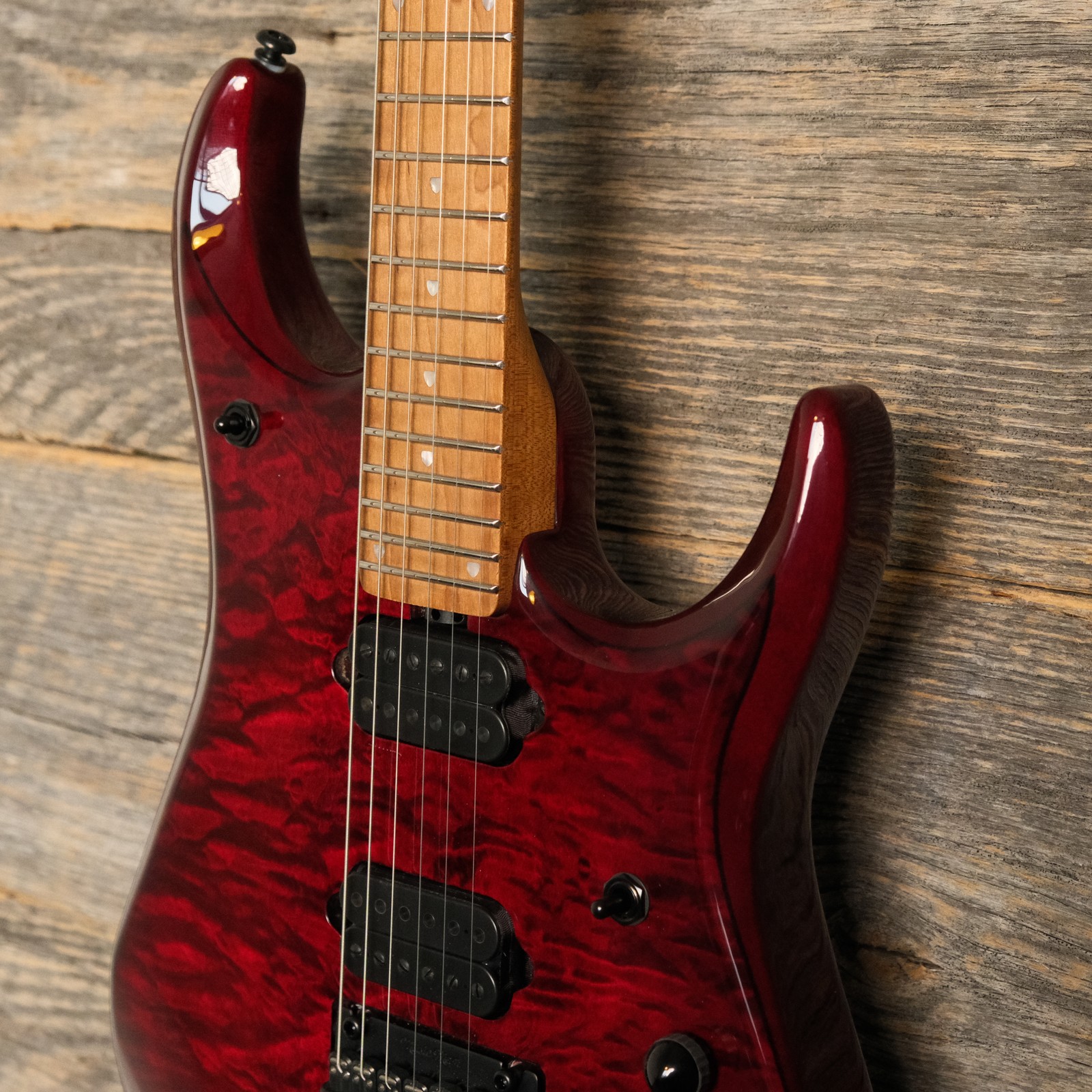 Ernie Ball Music Man JP15 Electric Guitar – Red Tide Quilt