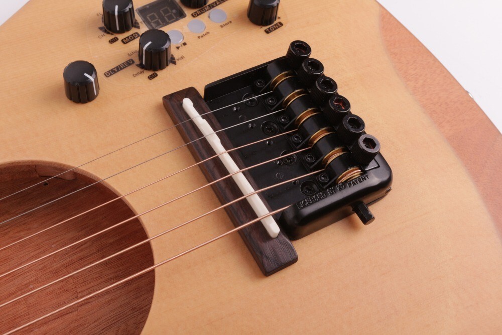 Headless electric acoustic guitar silent travel portable built in effect