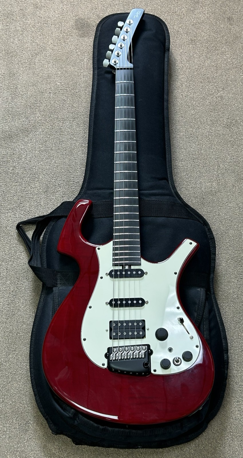 (MA6) Parker NiteFly HSS NFV2 / NFV4 Guitar Red & White USA + Original Gig Bag