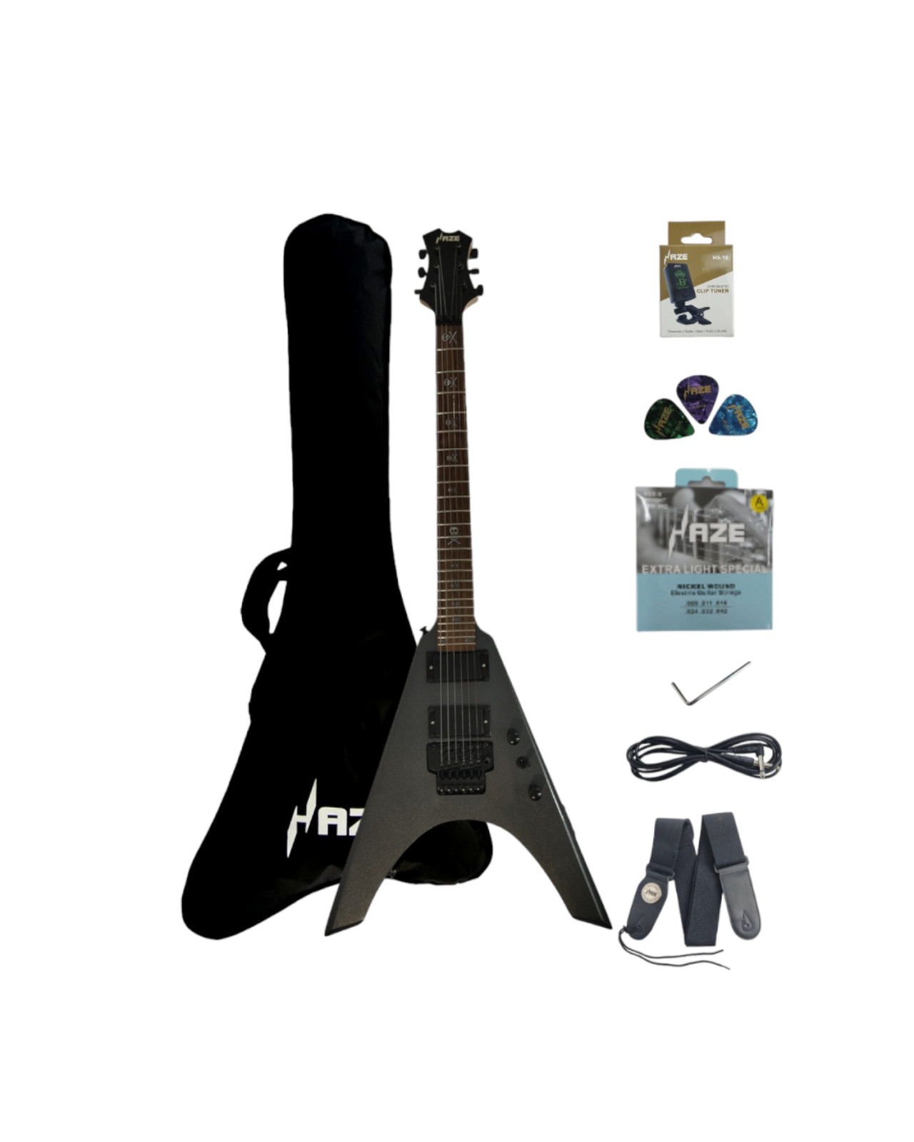 Haze HSFV 1940-J, Solidwood Gun Metal Grey, 6-String Electric Guitar