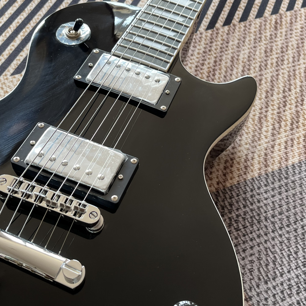 In stock Black Standard electric guitar Chrome hardware 6 strings free shipping