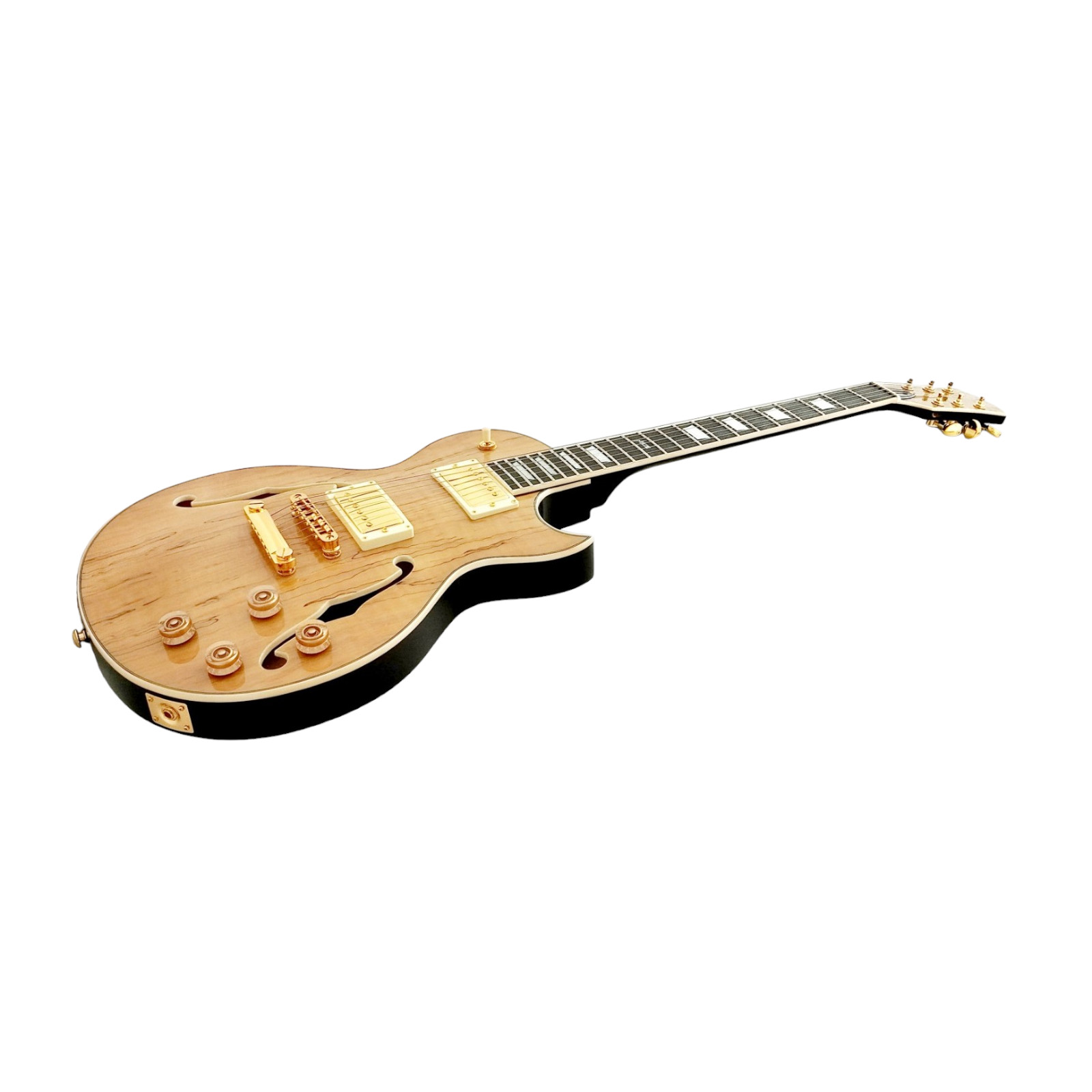 Haze E-239GC Semi-Hollow Body, Spalted Maple Veneer Electric Guitar+Free Gig Bag