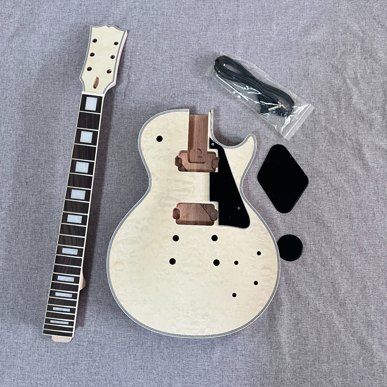 DIY 6 String LP custom style Electric Guitar Kit Quited Maple Top set neck