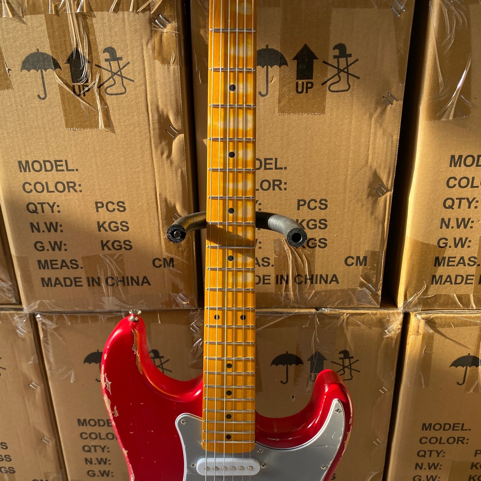 Stunning Retro Red Heavy Relic Style Electric Guitar Solid Alder Body Free Ship