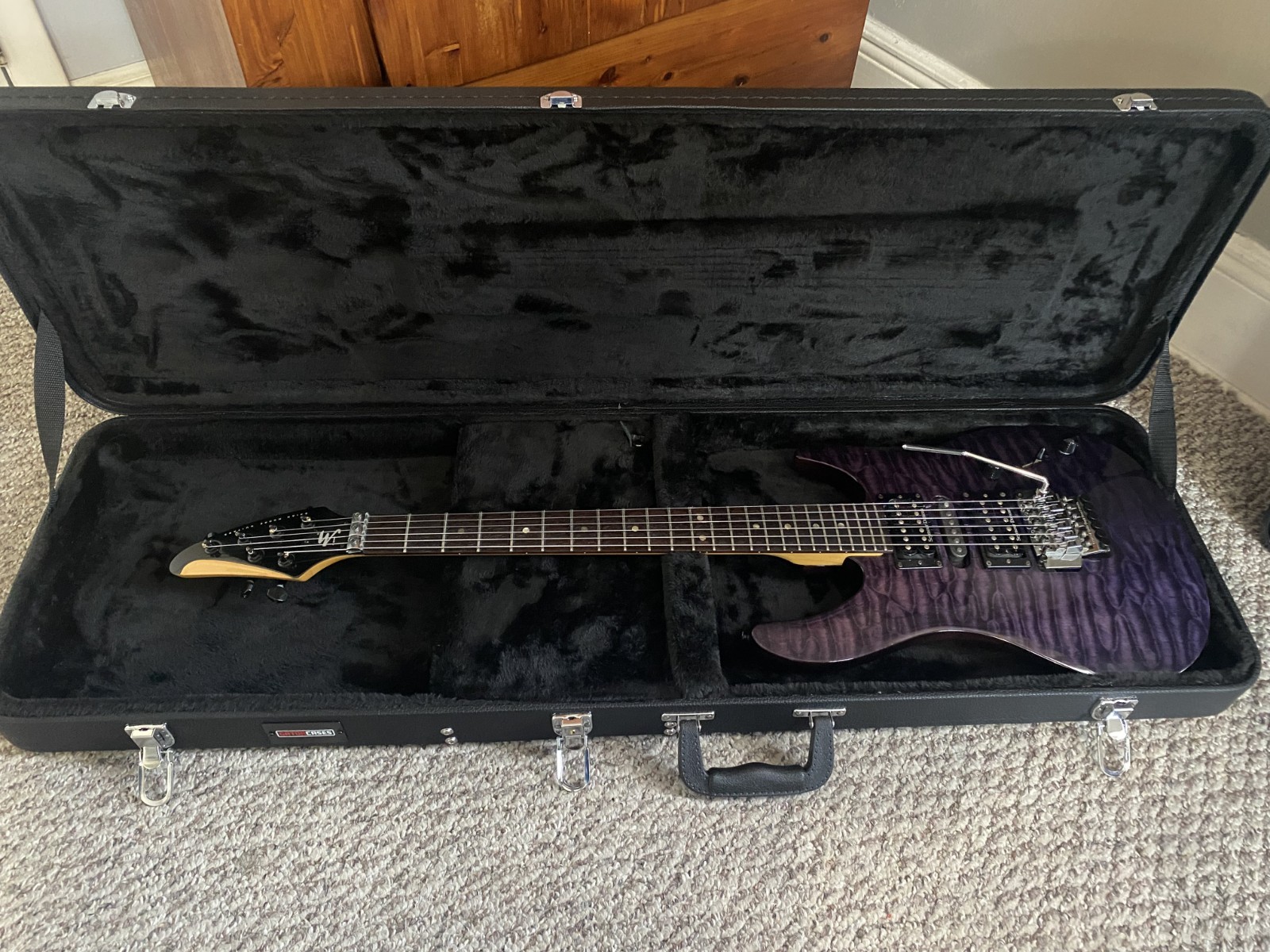 Brian Moore iM Quilted Trans Blue Korea UPGRADES hard case Floyd Rose FREE SHIP