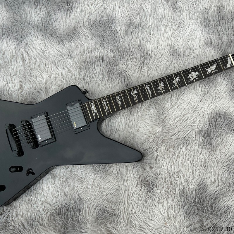 Eelctric guitar wolf to man inlay explorer black ebony fingerboard passive picku