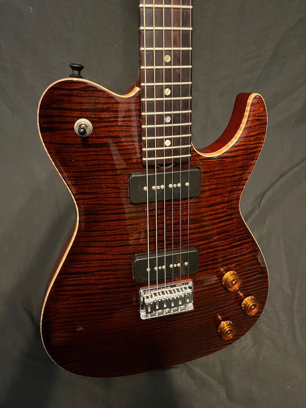 2008 Don Grosh Carve Top T Semi Hollow Guitar 5A Flame Top Braz Board W/OHSC