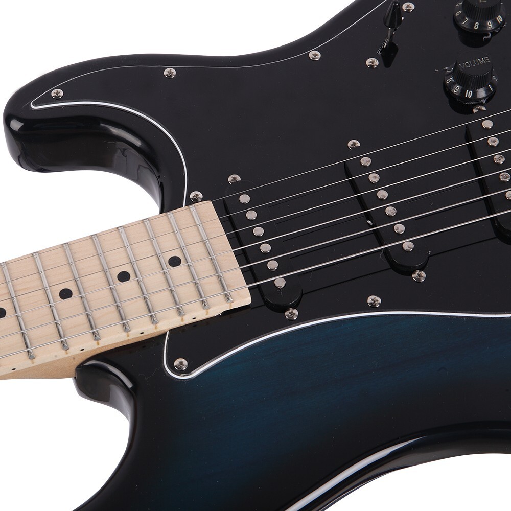 GST Electric Guitar Black Pickguard Navy Blue 6-String w/Strap Bag Amplifier Kit