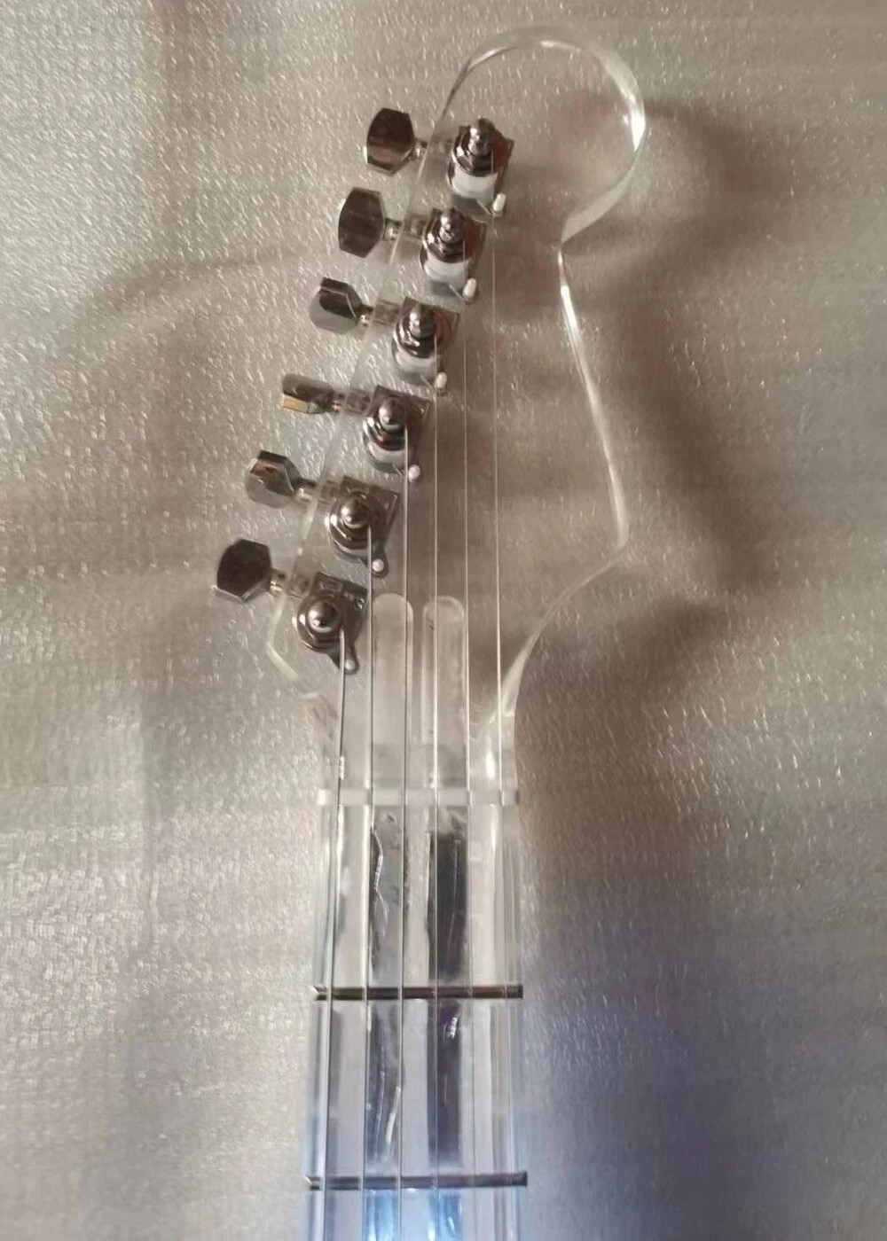 6-String Acrylic Electric Guitar Acrylic Fingerboard Single Blue Light Pickup*3