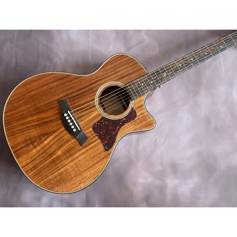 Acoustic guitar Koa board top wood inlay rosewood fingerboard and tail with shou