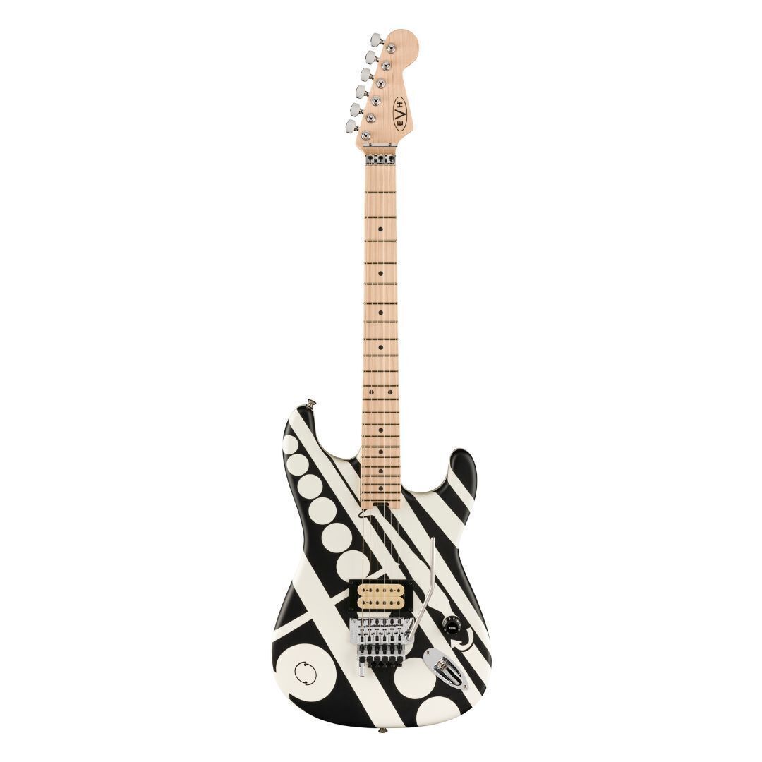 EVH Striped Series Circles 6-String Electric Guitar White and Black