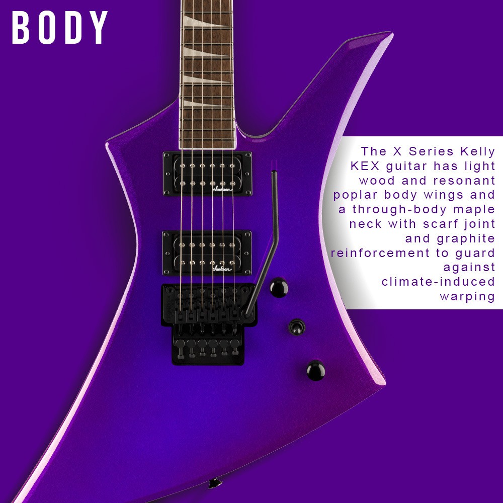 Jackson X Series Kelly KEX Deep Purple Metallic Guitar and Black Gig Bag Bundle