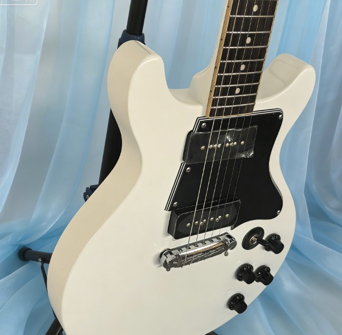 6String white junior Electric Guitar Mahogany Body 2P90 pickups black pickguard