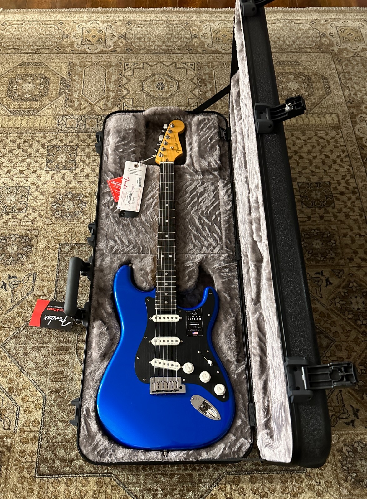 Fender American Ultra II Stratocaster in Noble Blue w/ Hard Case & Free Setup