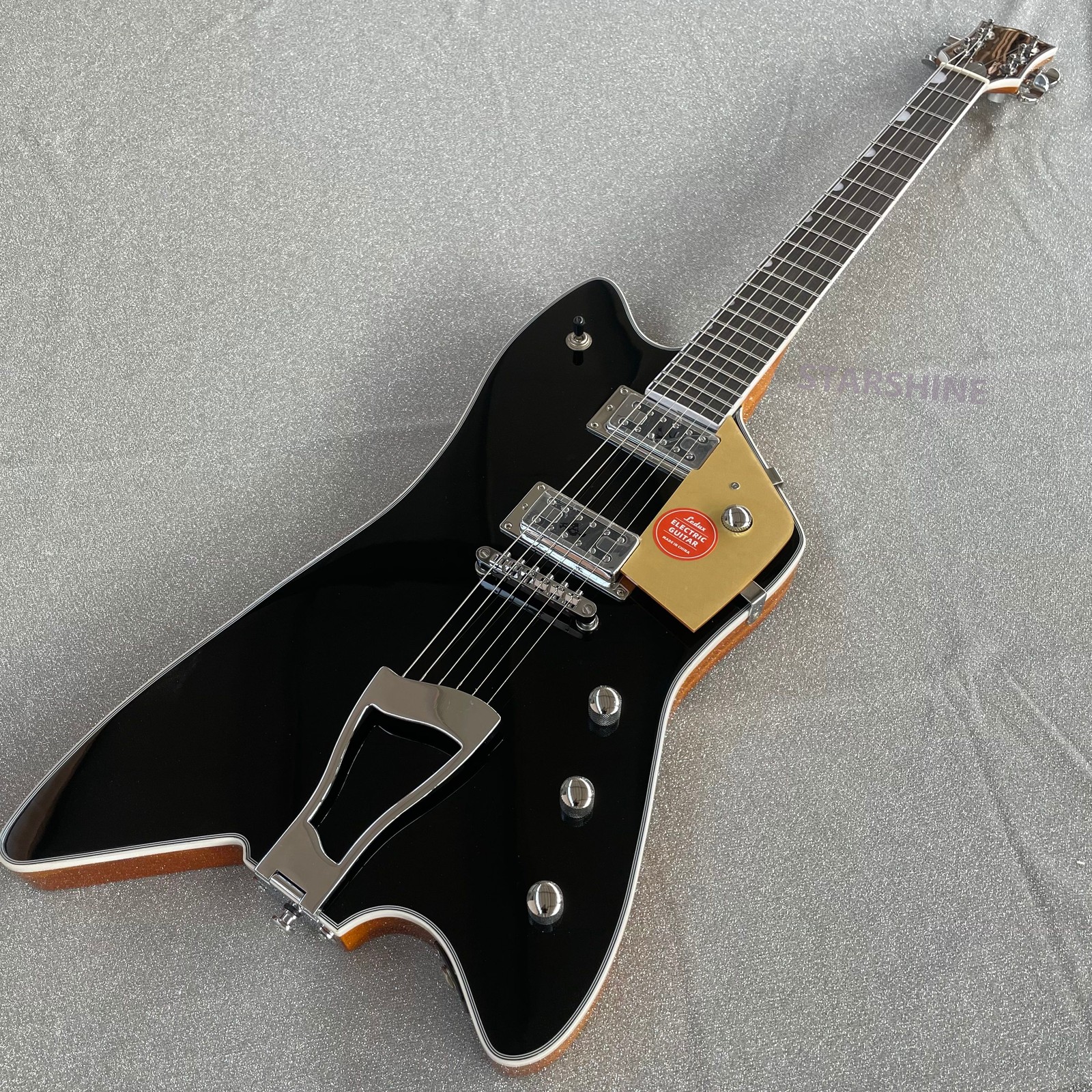 ledux Billy Bo Diddley electric guitar black soild body tremolo free express