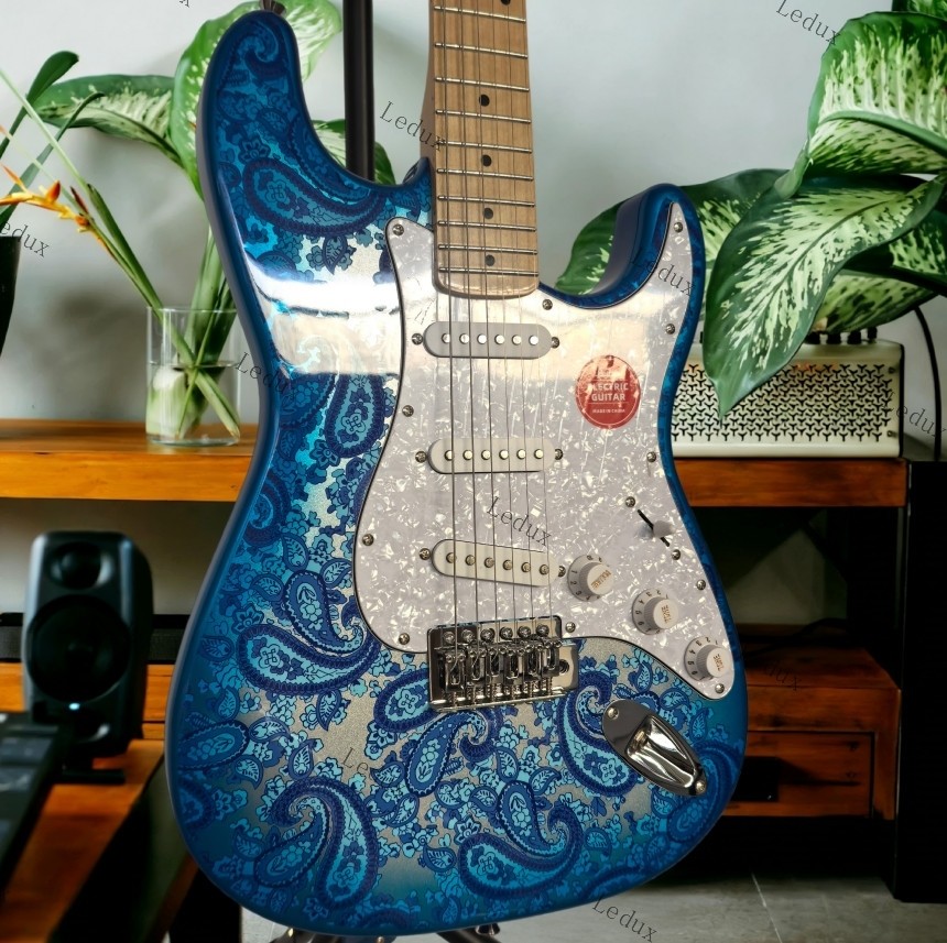 New Product Paisley Blue ST Electric Guitar 3S Pickups Chrome Part Tremolo