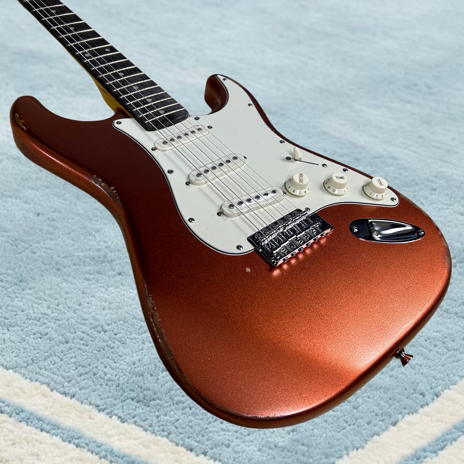Aged Tele Electric Guitar Metallic Orange Color Alder Body Rosewood Fretboard