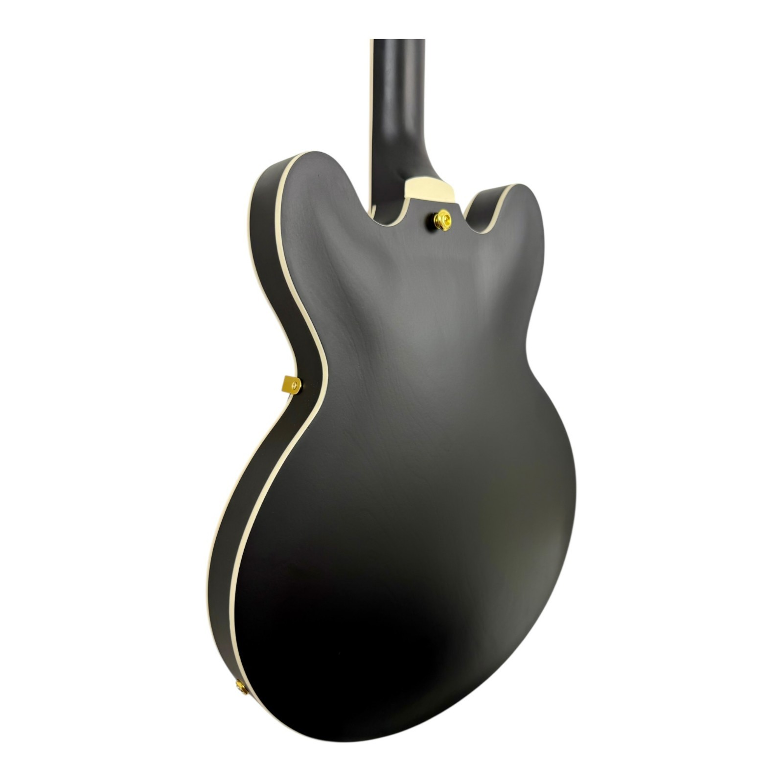 Haze SEG1975BK Nightshade Semi-Hollow Electric Guitar Black Gold w/ Vibrato Bar