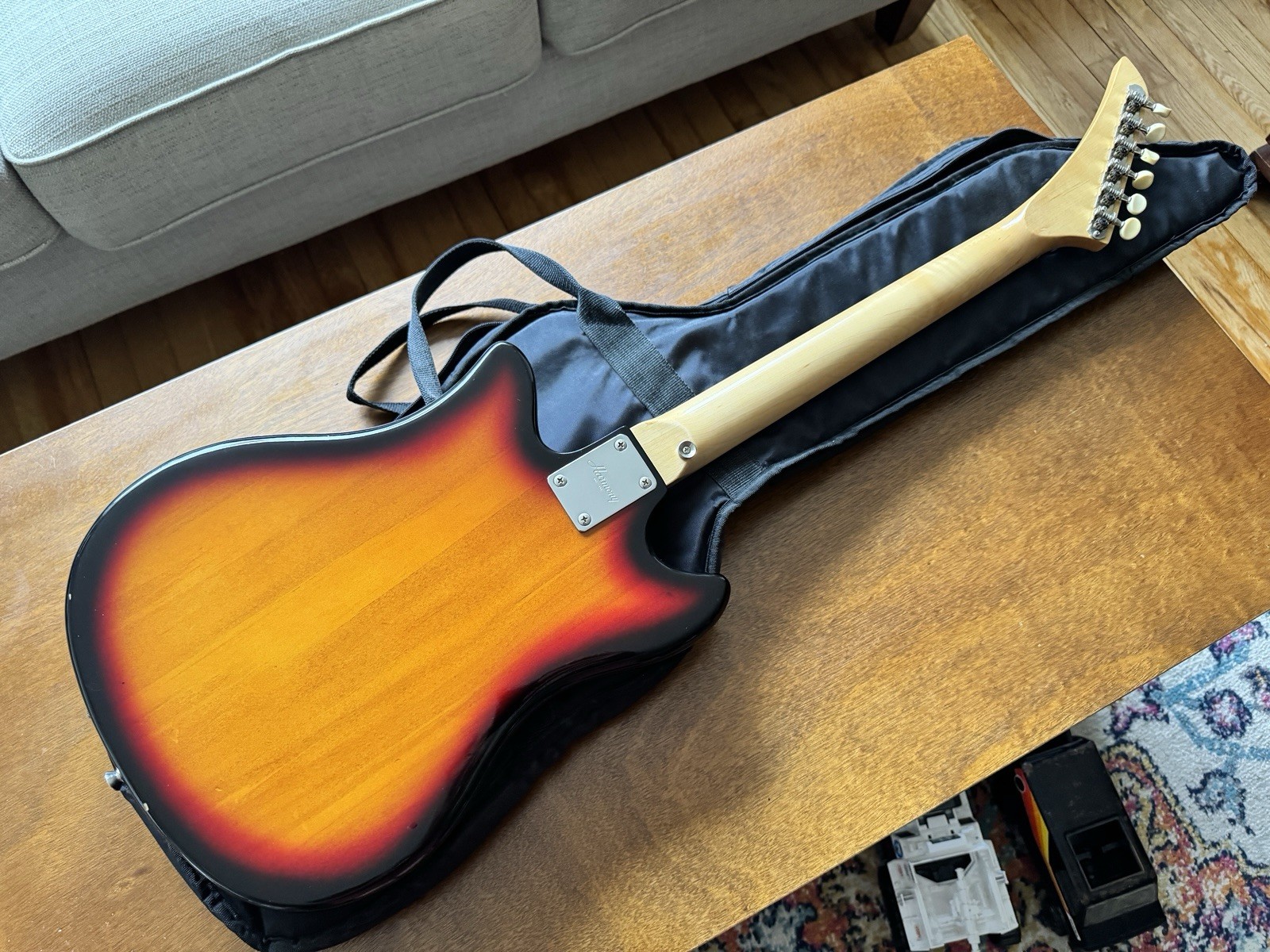Vintage Rare Harmony 1401 Tremolo 70s Sunburst Electric Guitar With Gig Bag