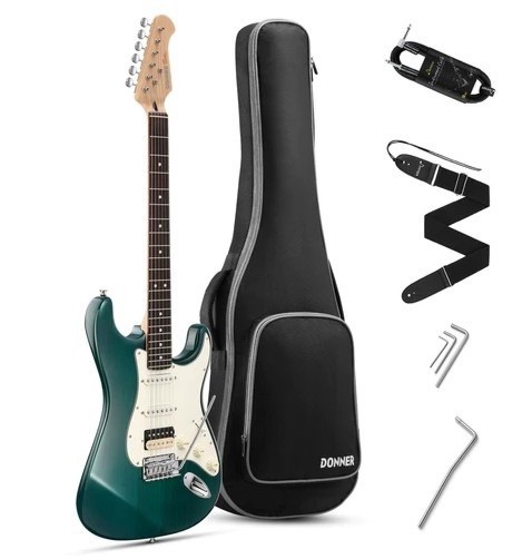 Used Donner Seeker Designer Series Aqua Green Solid Body Electric Guitar