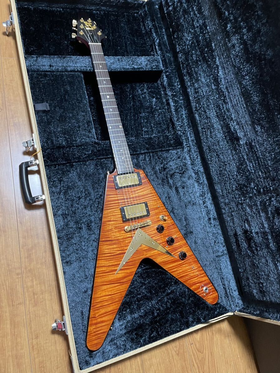 Tak Burst Esp Custom Made Flying V Jacaranda Fingerboard
