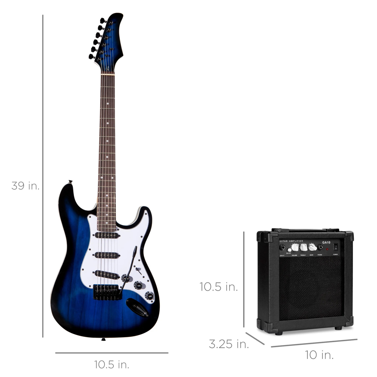 39In Full Size Beginner Electric Guitar Kit with Case, Strap, Amp, Whammy Bar –