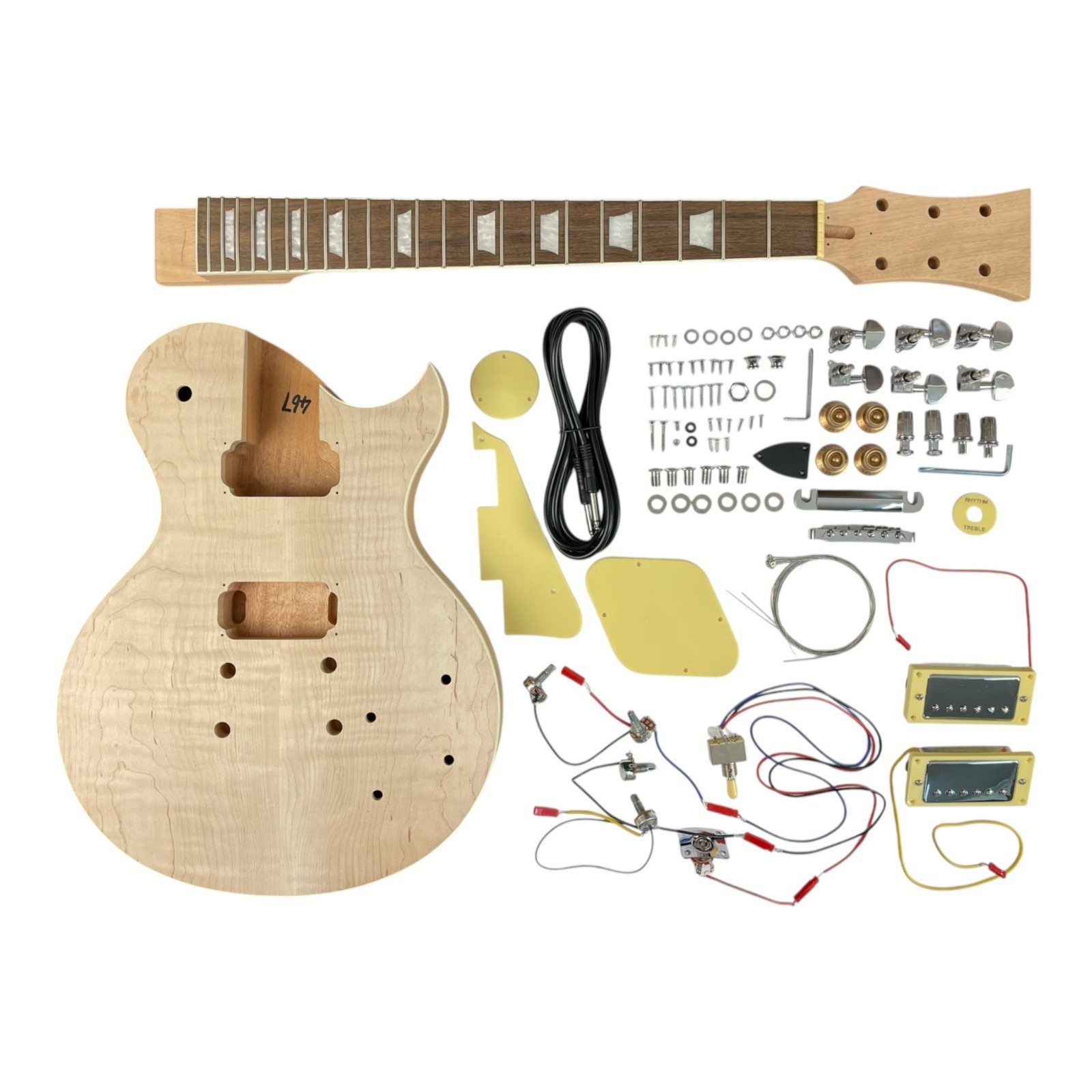 Haze Solid Flame Maple Top Mahogany HLP H-H Electric Guitar DIY Kit LPM385SFMDIY