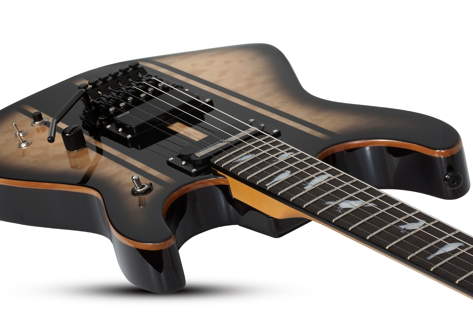 Schecter DJ Ashba Natural Black Burst Electric Guitar + Case Sustainiac Floyd
