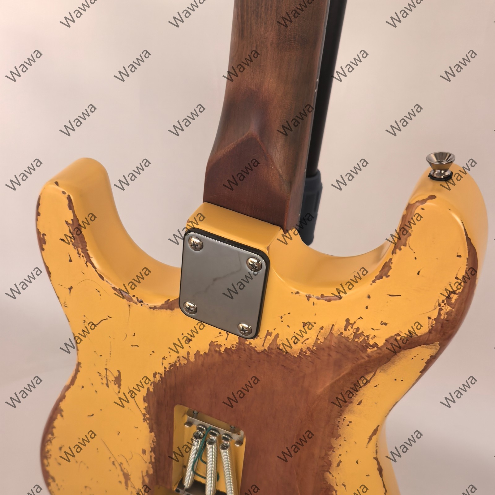 Vintage Yellow Over Natural Wood Strat Electric Guitar SSS Single Coils Tremolo