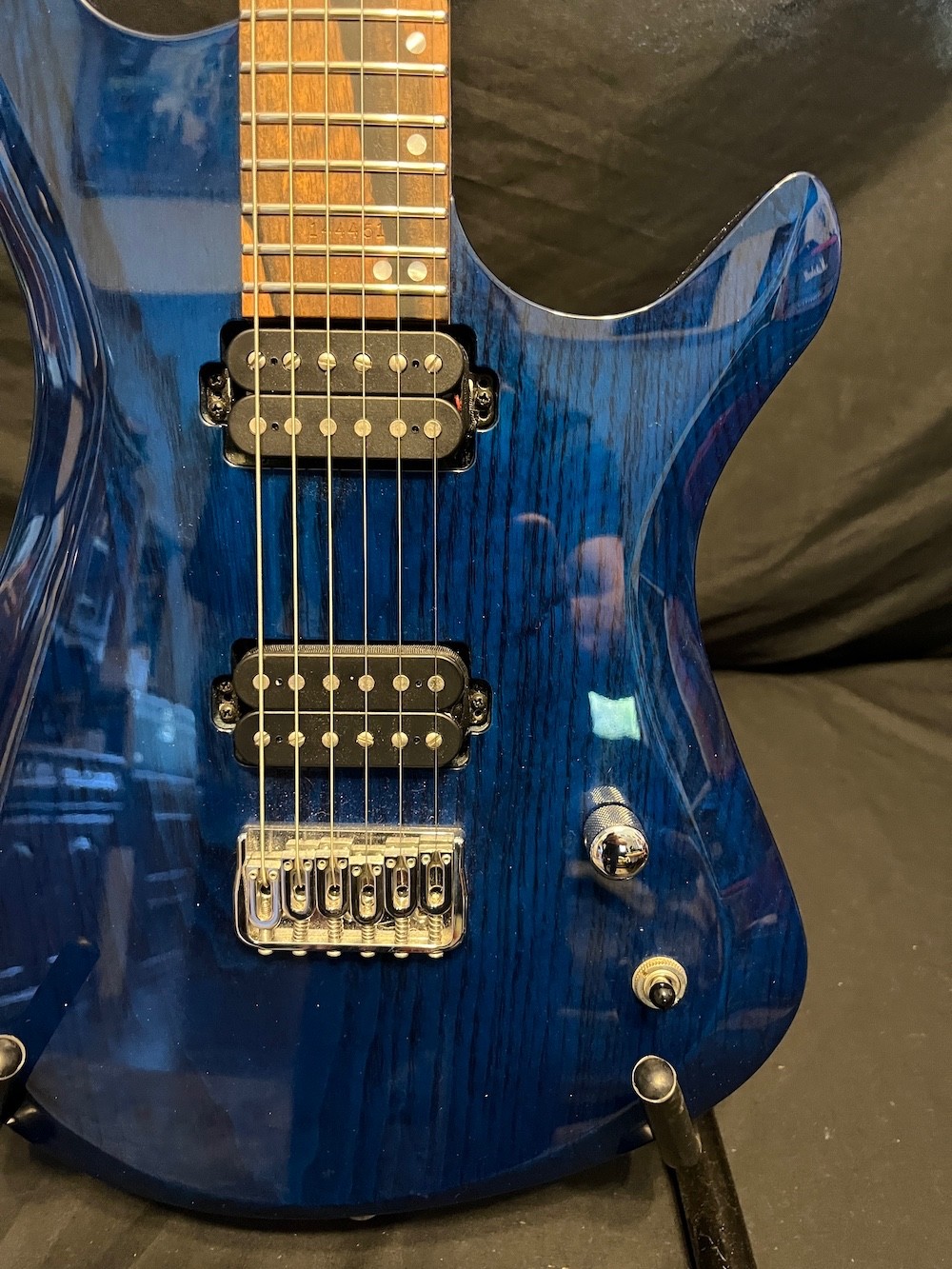 Kiesel Vanquish 6 Guitar See-Through Blue Swamp Ash-Zircote Board W/Case