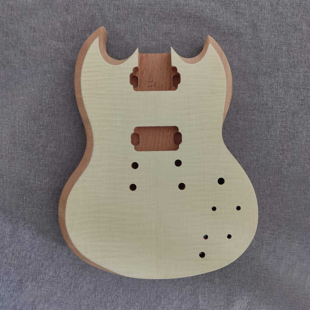 SG style 6 String DIY Electric Guitar Kit Solid Mahogany Body Flamed Maple Top