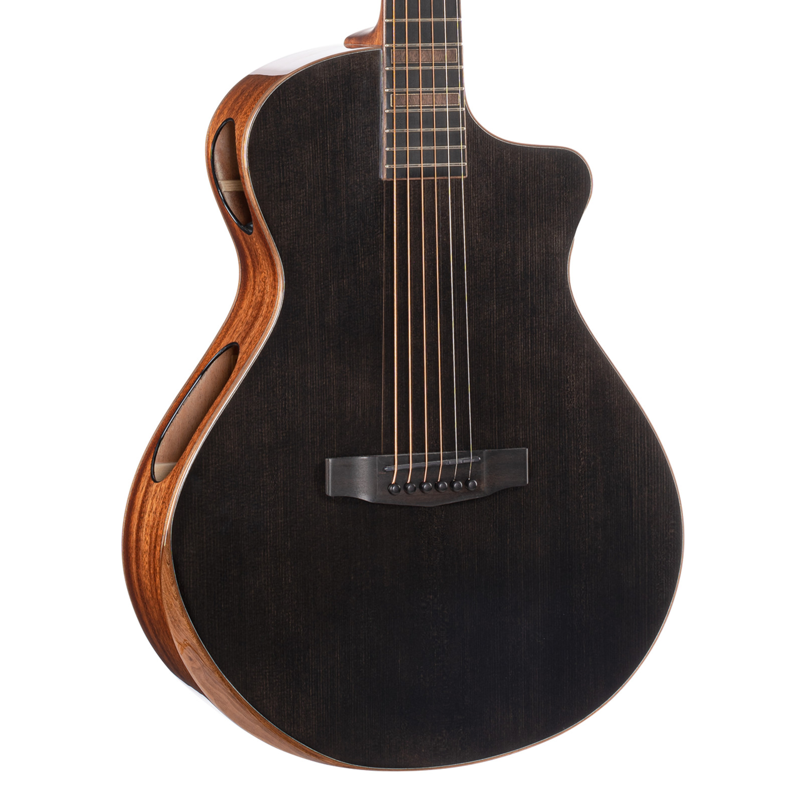 Cort Modern Black Masterpiece A/E Guitar – Transparent Black Gloss – Open Box