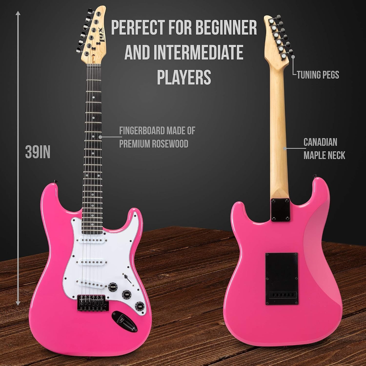 39″ Electric Guitar Kit with Amp Cable & Picks