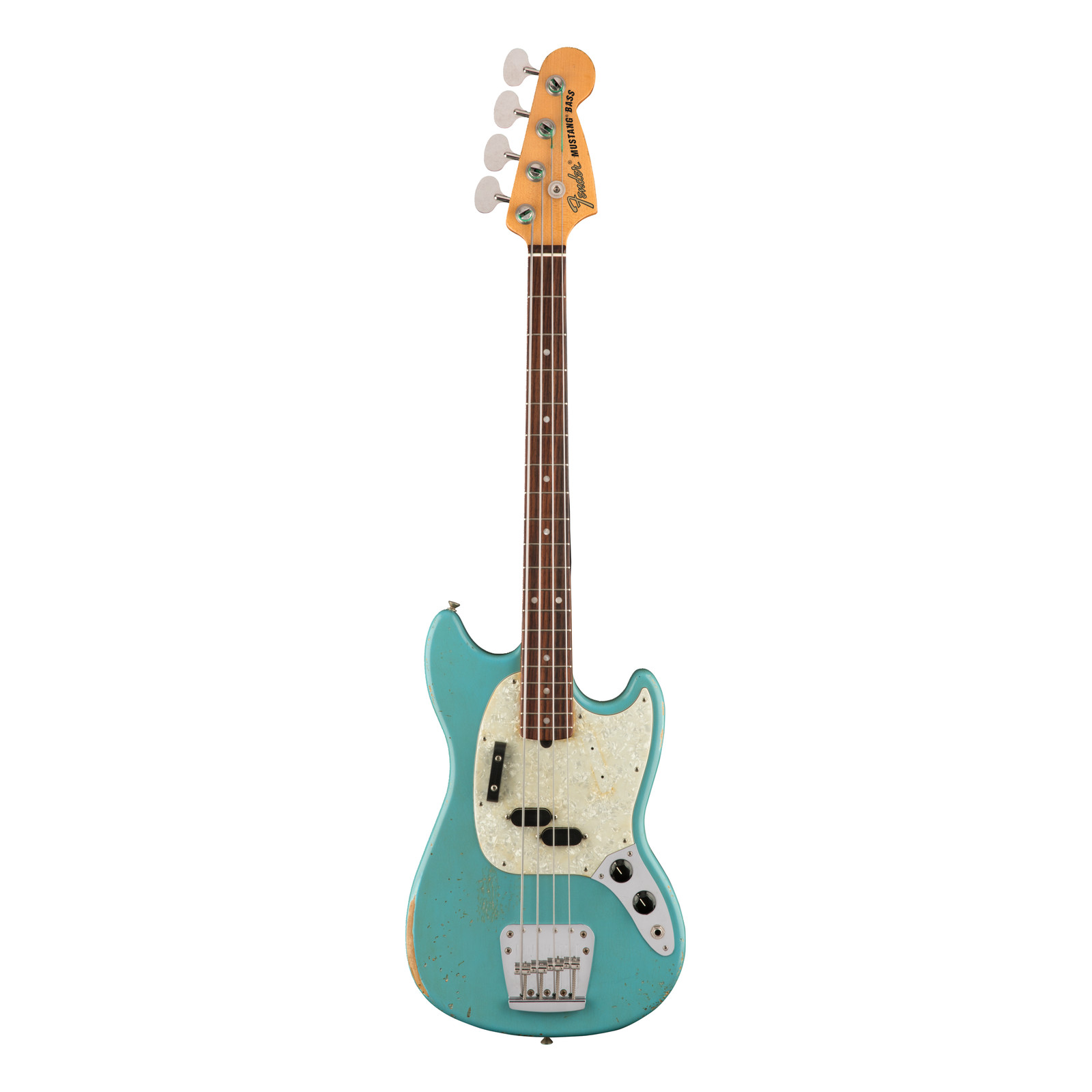 Used Fender JMJ Road Worn Mustang Bass – Faded Daphne Blue w/ Rosewood FB