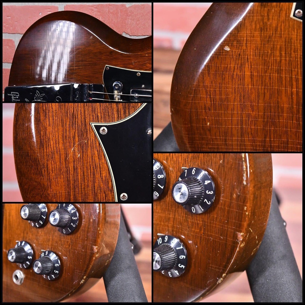 Stocking!Electric guitar see thru wood grain brown color chrome parts with long
