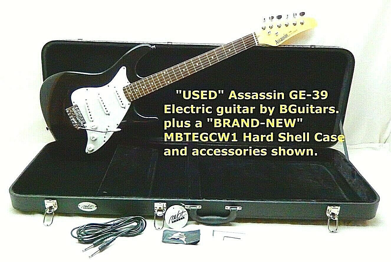 Assassin electric guitar, USED GE39 BGuitars, with NEW MBTEGCW1 Hard Shell CASE