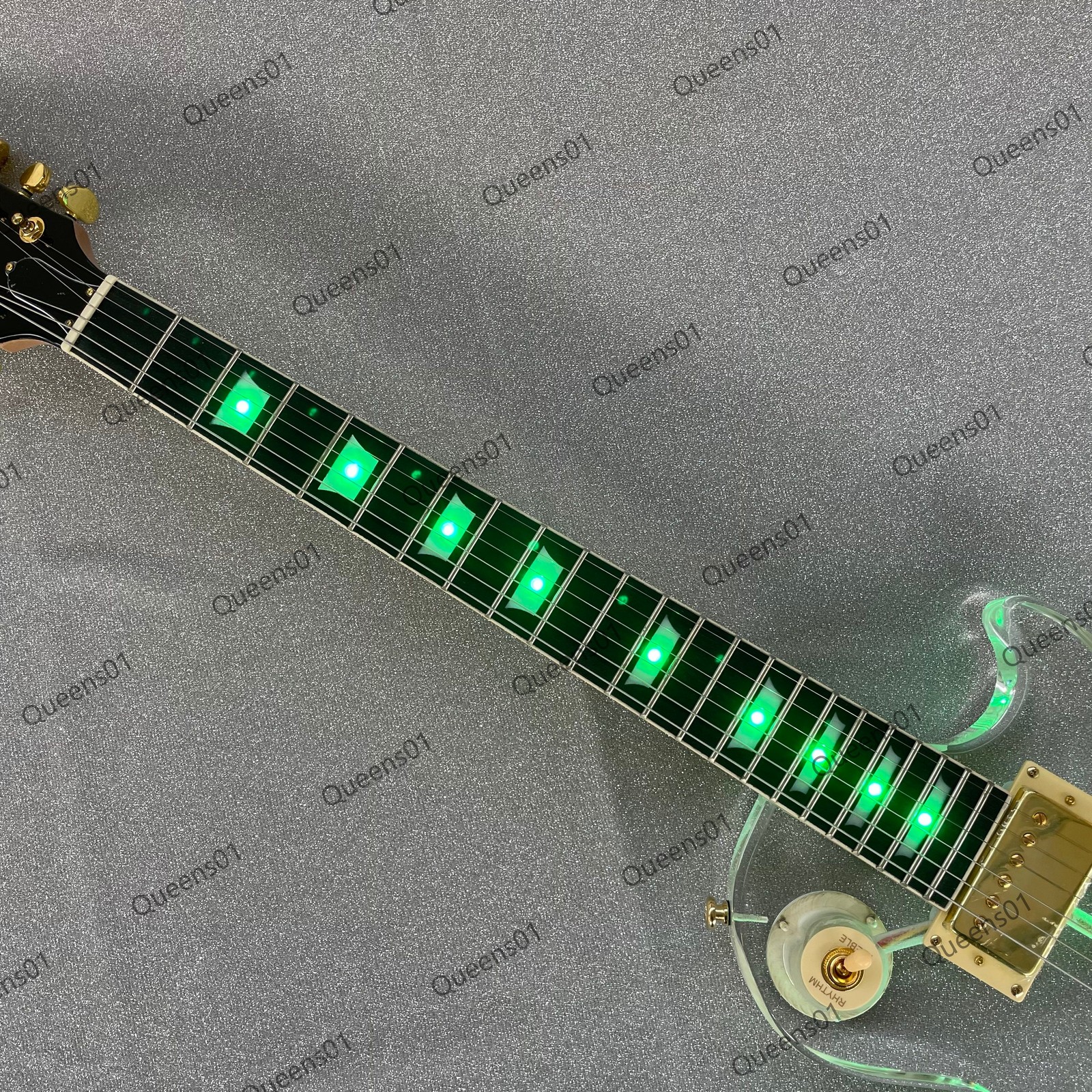 Acrylic Electric Guitar Stainless Steel Frets Gold Hardware Solid Green Light