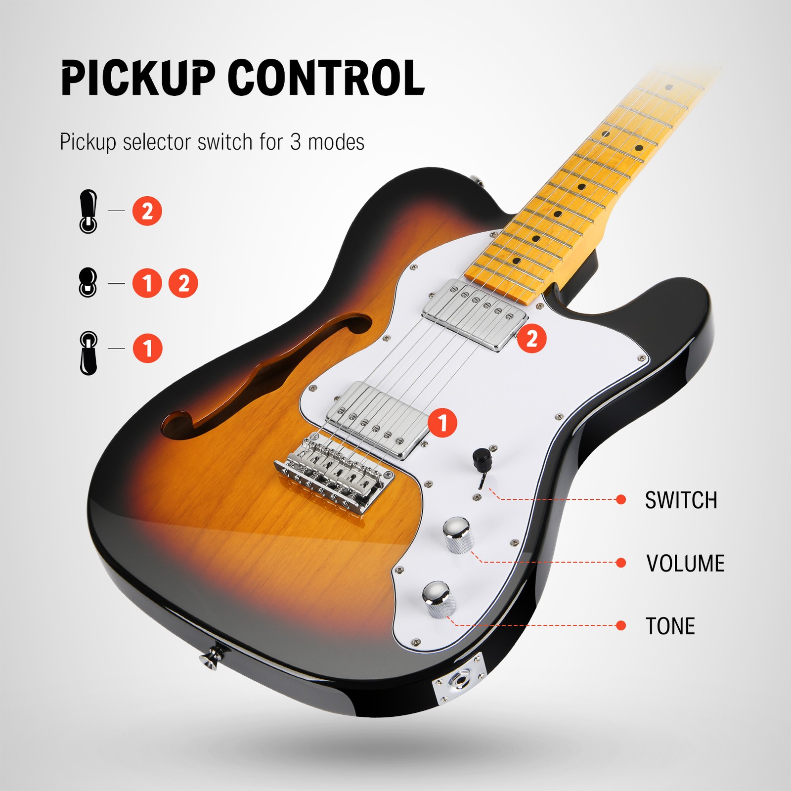 Donner DJC-1000 Electric Guitar Tele Jazz Design HH Pickup + Gig Bag Strap Cable