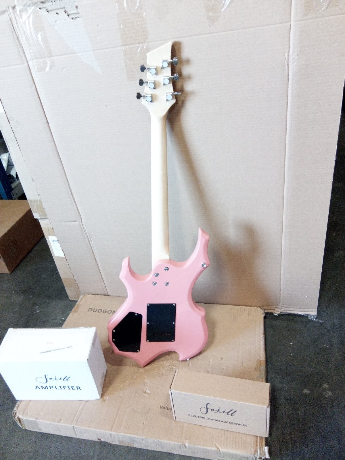 Open box FOJILL Flame Shape Electric Guitar Gloss Pink body 1ZG2C0760306253520