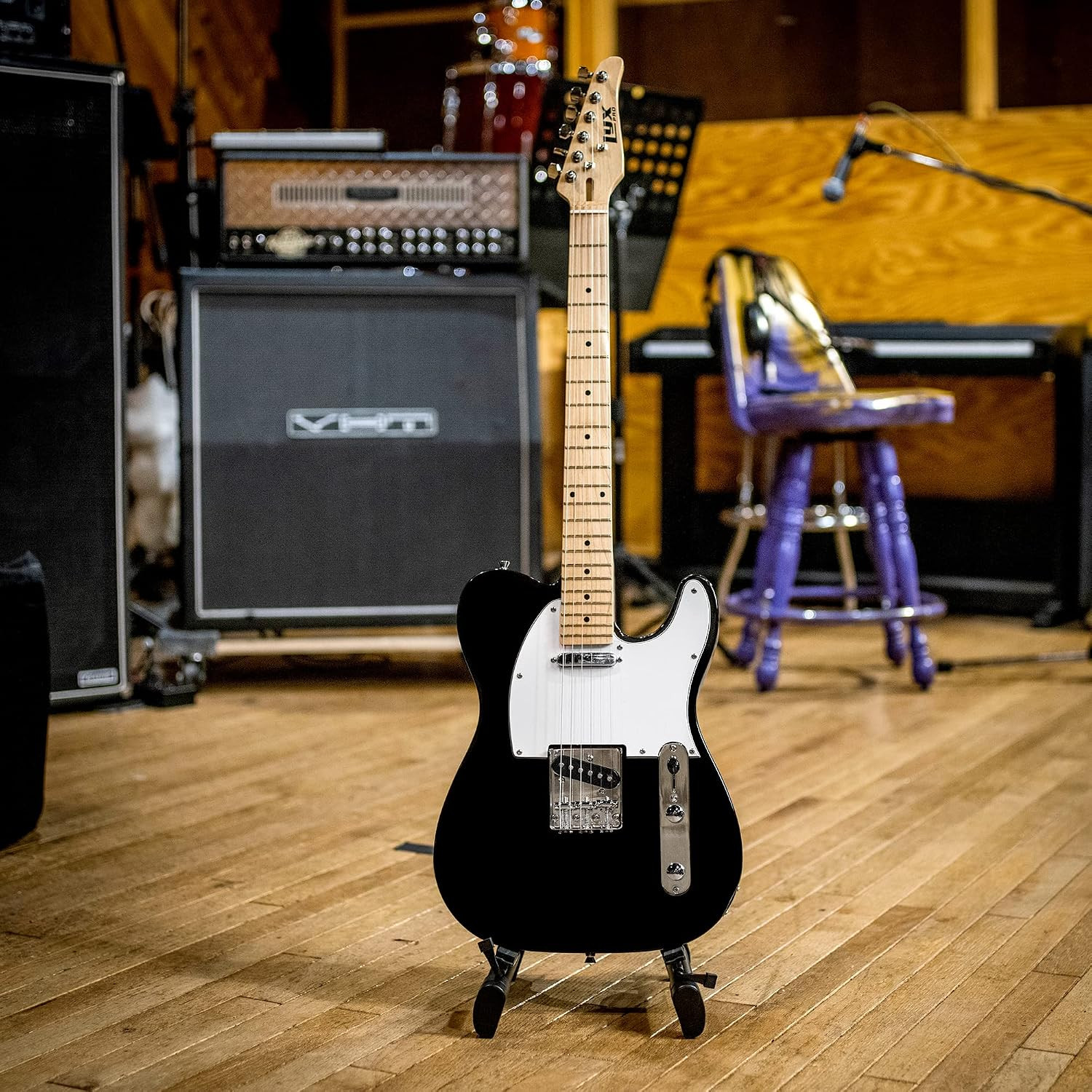 LyxPro 39″ TL Series Electric Guitar Black Paulownia Body Full Size w/ Picks