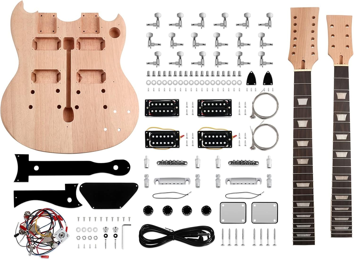 DIY Electric Guitar Kit Double Neck 12 String Right Handed
